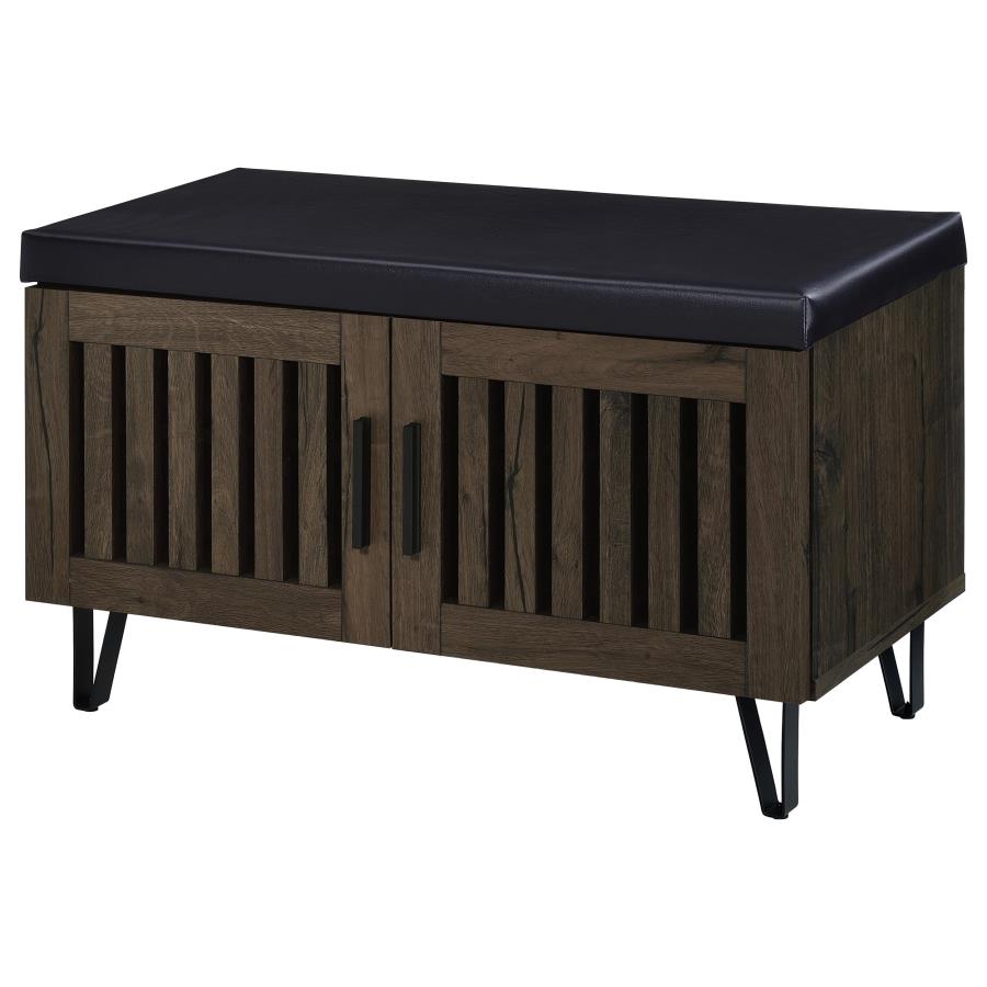 Brixton 2-Door Padded Entryway Shoe Storage Bench Smoked Oak