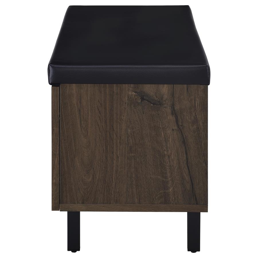 Brixton 2-Door Padded Entryway Shoe Storage Bench Smoked Oak