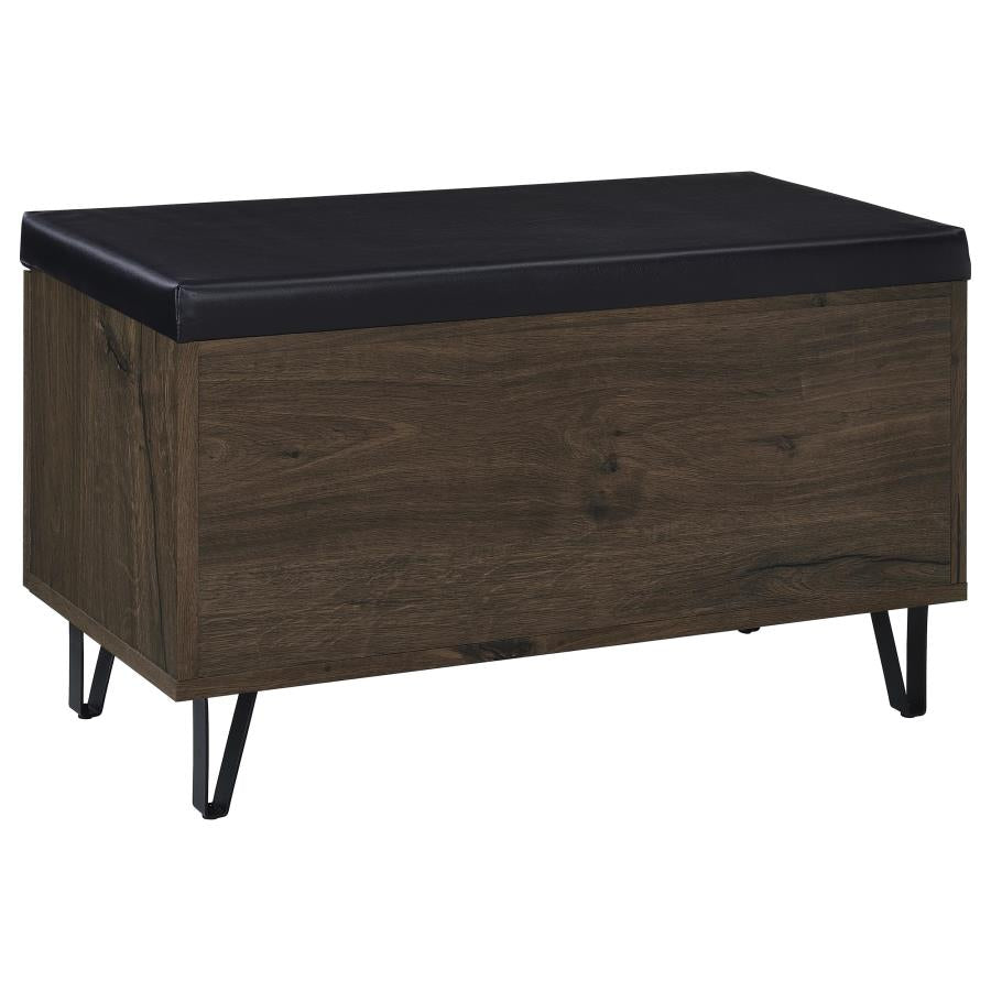 Brixton 2-Door Padded Entryway Shoe Storage Bench Smoked Oak