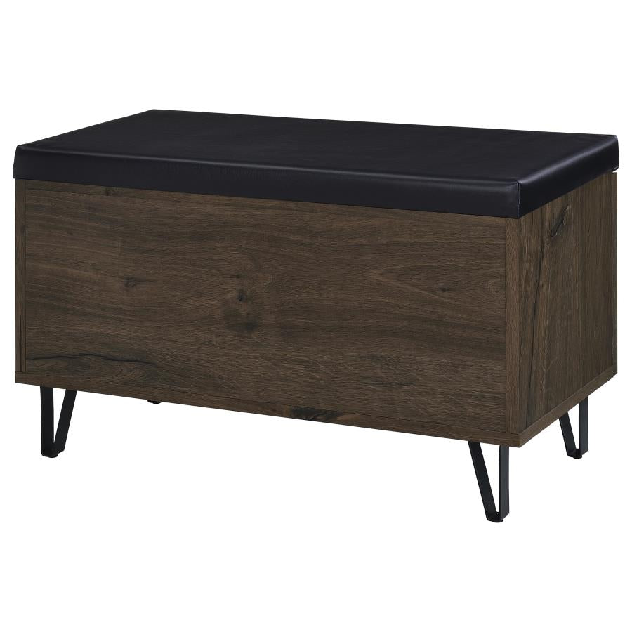 Brixton 2-Door Padded Entryway Shoe Storage Bench Smoked Oak