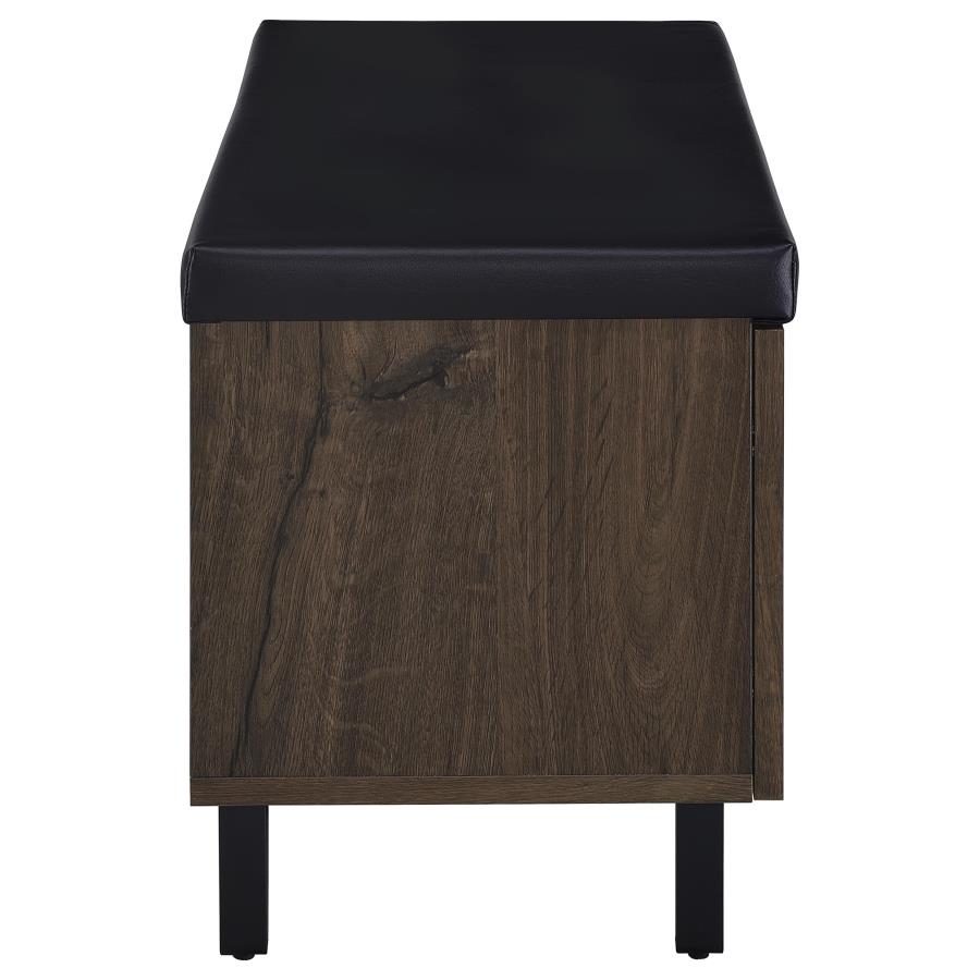 Brixton 2-Door Padded Entryway Shoe Storage Bench Smoked Oak