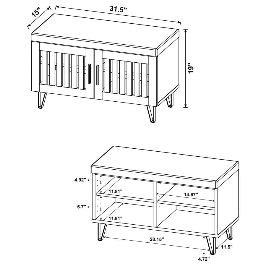 Brixton 2-Door Padded Entryway Shoe Storage Bench Smoked Oak