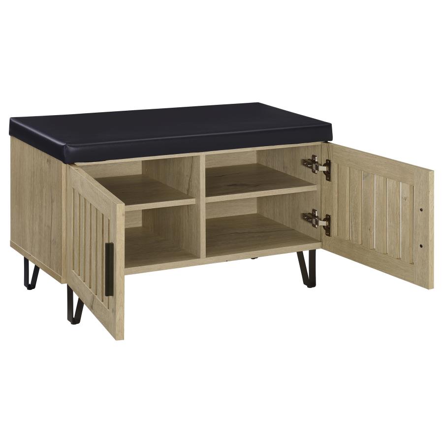 Brixton 2-Door Padded Entryway Shoe Storage Bench White Oak