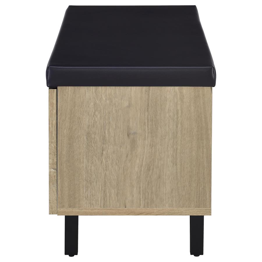 Brixton 2-Door Padded Entryway Shoe Storage Bench White Oak