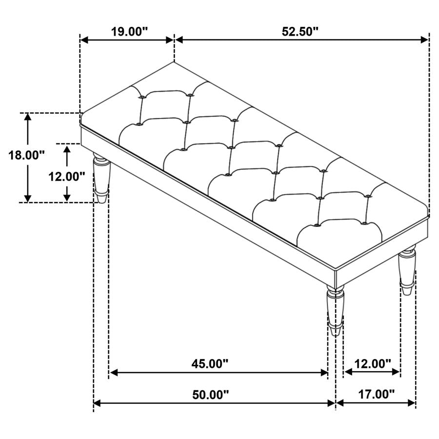 Marsha 52-Inch Upholstered Entryway Accent Bench Latte