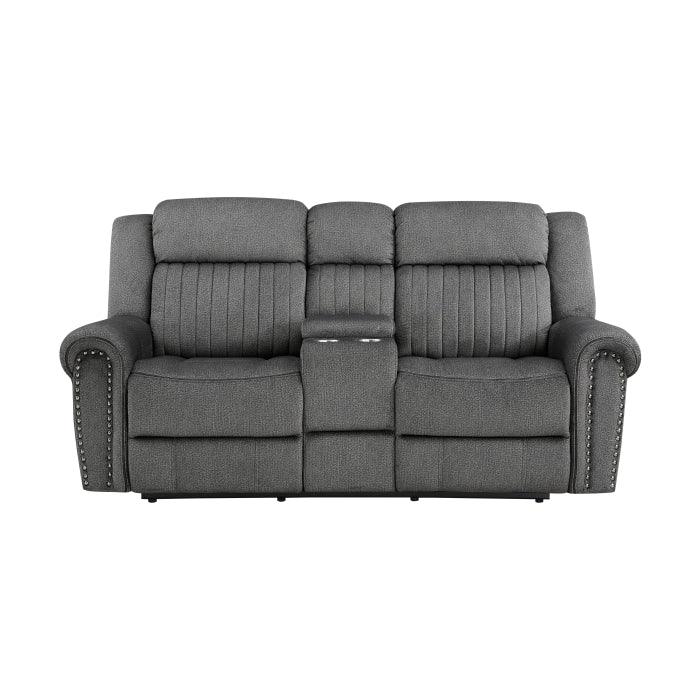 Homelegance - Brennen Power Double Reclining Love Seat With Center Console In Charcoal - 9204Cc-2Pw - ATL FURNITURE