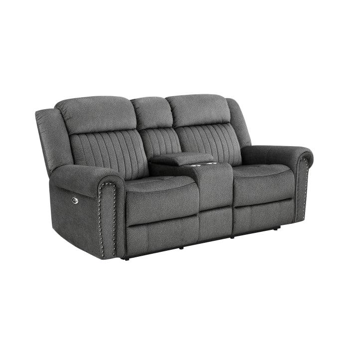 Homelegance - Brennen Power Double Reclining Love Seat With Center Console In Charcoal - 9204Cc-2Pw - ATL FURNITURE