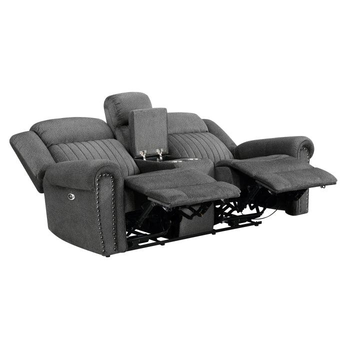 Homelegance - Brennen Power Double Reclining Love Seat With Center Console In Charcoal - 9204Cc-2Pw - ATL FURNITURE