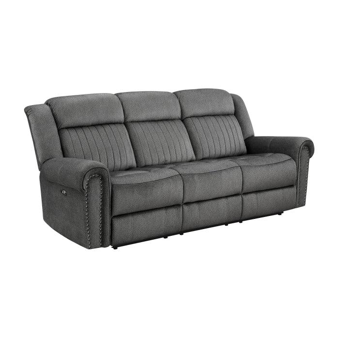 Homelegance - Brennen Power Double Reclining Sofa In Charcoal - 9204Cc-3Pw - ATL FURNITURE