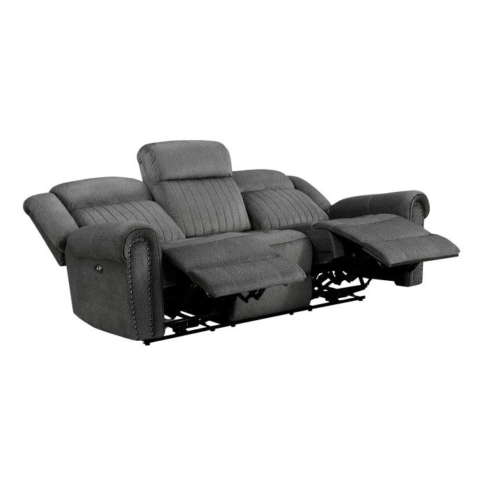 Homelegance - Brennen Power Double Reclining Sofa In Charcoal - 9204Cc-3Pw - ATL FURNITURE