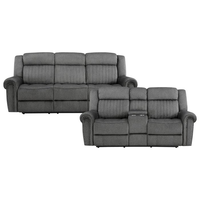 Homelegance - Brennen 2 Piece Power Reclining Sofa Set In Charcoal - 9204Cc*2Pw - ATL FURNITURE