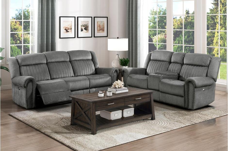 Homelegance - Brennen 2 Piece Power Reclining Sofa Set In Charcoal - 9204Cc*2Pw - ATL FURNITURE