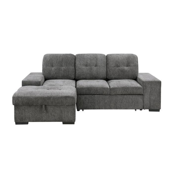 Homelegance - Dadeville 2-Piece Sectional With Pull-Out Bed, Stools And Left Chaise With Hidden Storage In Dark Gray - 9205Dg*2Lc2R - ATL FURNITURE