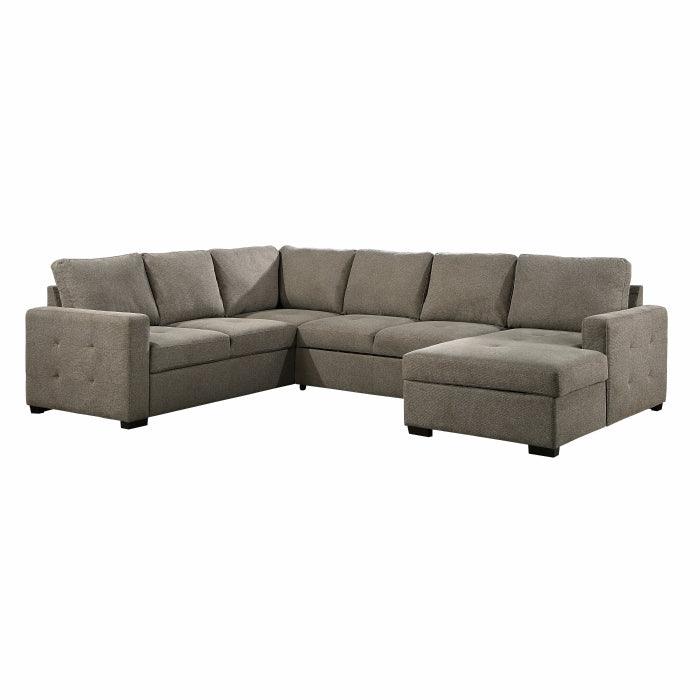 Homelegance - Elton 3-Piece Sectional With Pull-Out Bed And Right Chaise With Hidden Storage In Brown - 9206Br*33Lrc - ATL FURNITURE