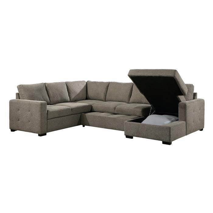 Homelegance - Elton 3-Piece Sectional With Pull-Out Bed And Right Chaise With Hidden Storage In Brown - 9206Br*33Lrc - ATL FURNITURE