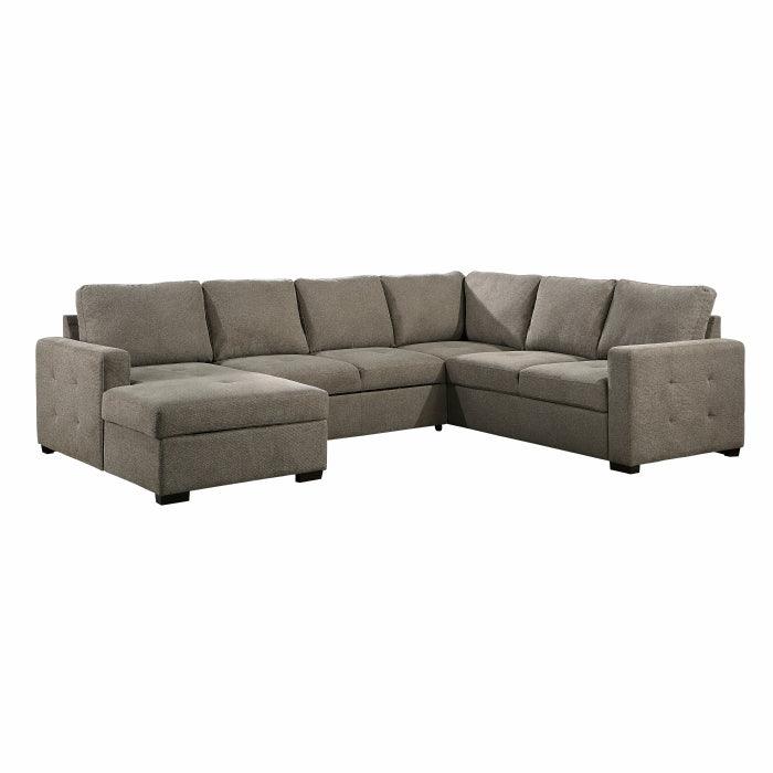 Homelegance - Elton 3-Piece Sectional With Pull-Out Bed And Left Chaise With Hidden Storage In Brown - 9206Br*3Lc3R - ATL FURNITURE