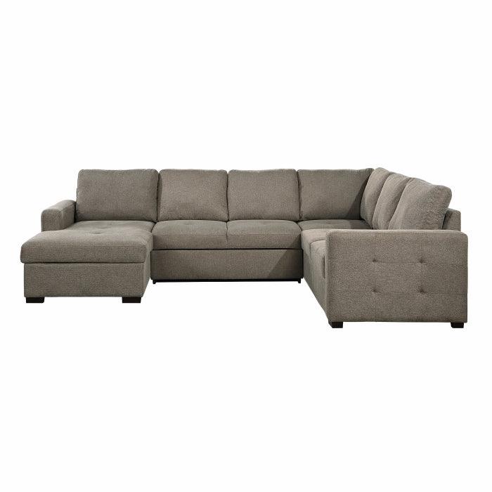 Homelegance - Elton 3-Piece Sectional With Pull-Out Bed And Left Chaise With Hidden Storage In Brown - 9206Br*3Lc3R - ATL FURNITURE