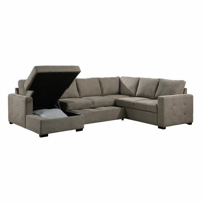 Homelegance - Elton 3-Piece Sectional With Pull-Out Bed And Left Chaise With Hidden Storage In Brown - 9206Br*3Lc3R - ATL FURNITURE