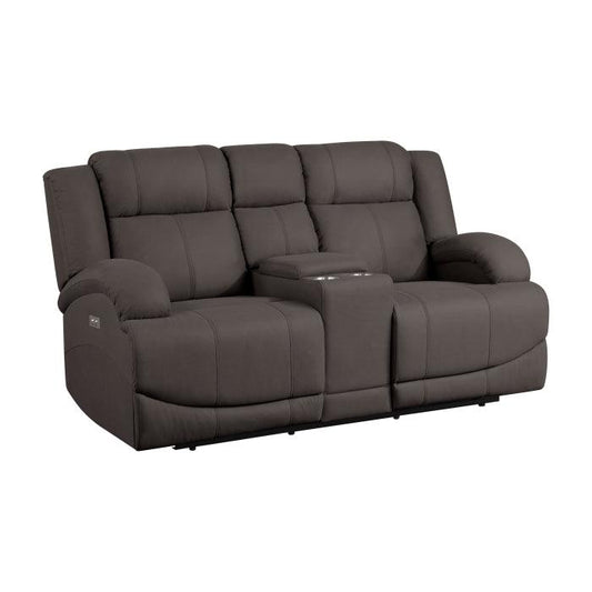 Homelegance - Camryn Power Double Reclining Love Seat With Center Console In Chocolate - 9207Chc-2Pw - ATL FURNITURE