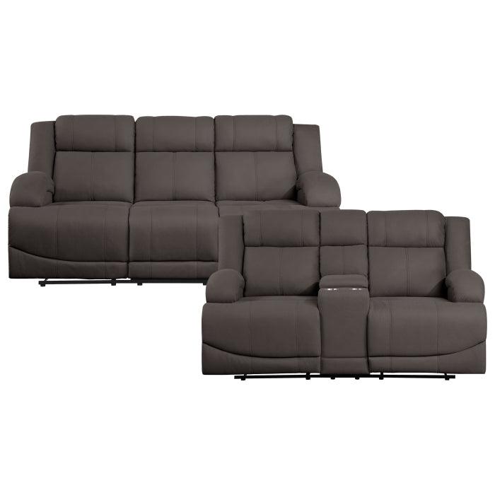 Homelegance - Camryn 2 Piece Double Reclining Sofa Set In Chocolate - 9207Chc*2 - ATL FURNITURE