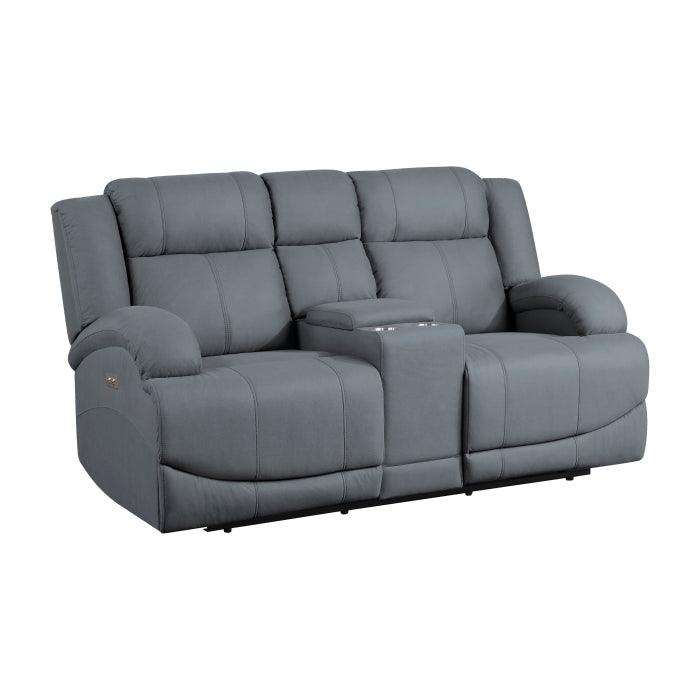 Homelegance - Camryn 3 Piece Power Double Reclining Living Room Set In Graphite Blue - 9207Gpb*3Pw - ATL FURNITURE