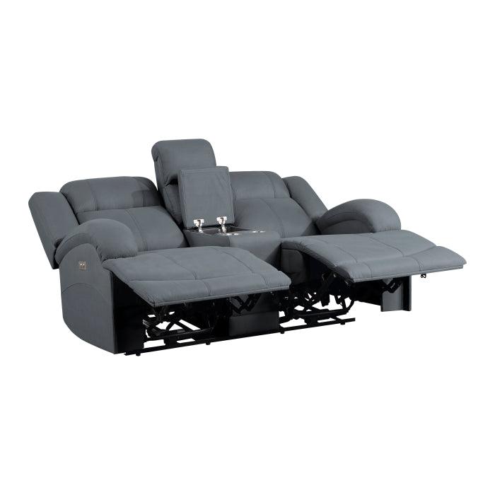 Homelegance - Camryn 3 Piece Power Double Reclining Living Room Set In Graphite Blue - 9207Gpb*3Pw - ATL FURNITURE