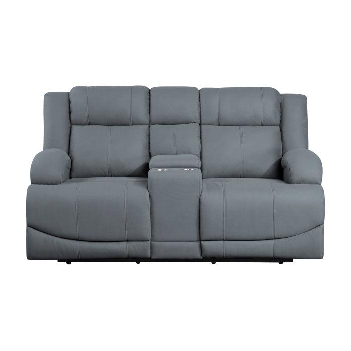 Homelegance - Camryn Power Double Reclining Loveseat With Center Console In Graphite Blue - 9207Gpb-2Pw - ATL FURNITURE