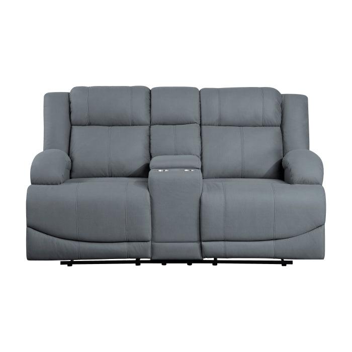 Homelegance - Camryn Double Reclining Loveseat With Center Console In Graphite Blue - 9207Gpb-2 - ATL FURNITURE