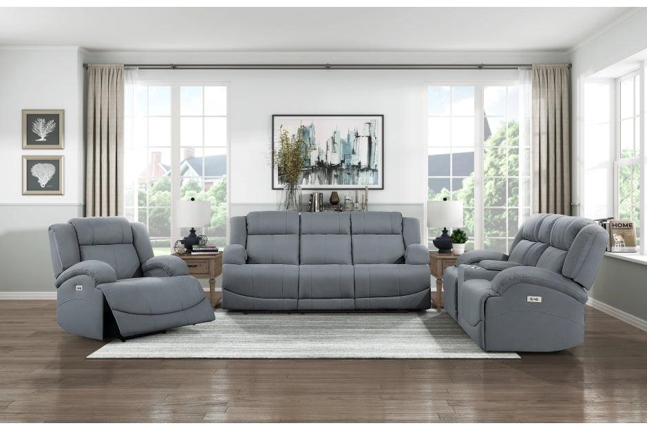 Homelegance - Camryn 3 Piece Power Double Reclining Living Room Set In Graphite Blue - 9207Gpb*3Pw - ATL FURNITURE