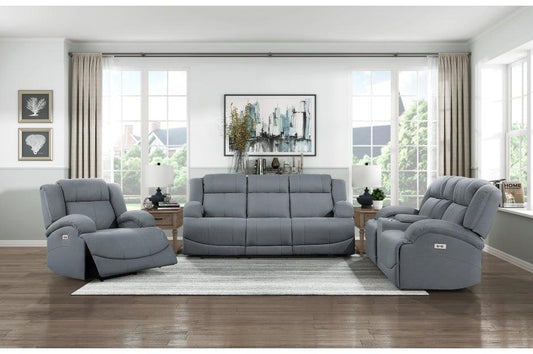 Homelegance - Camryn 3 Piece Power Double Reclining Living Room Set In Graphite Blue - 9207Gpb*3Pw - ATL FURNITURE