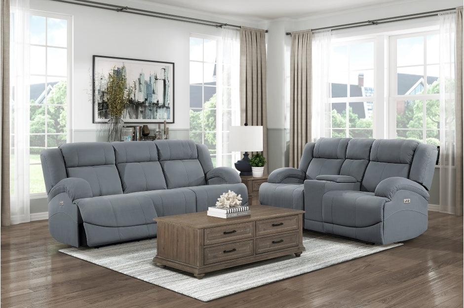 Homelegance - Camryn 2 Piece Power Double Reclining Sofa Set In Graphite Blue - 9207Gpb*2Pw - ATL FURNITURE