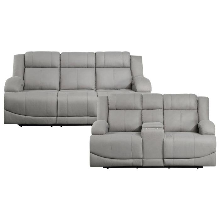 Homelegance - Camryn 2 Piece Power Double Reclining Sofa Set In Gray - 9207Gry*2Pw - ATL FURNITURE