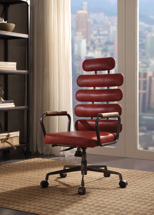 Calan Antique Red Top Grain Leather Office Chair - ATL FURNITURE