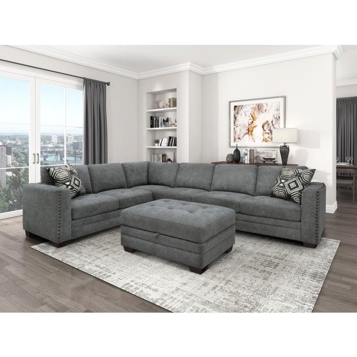 Homelegance - Sidney 3-Piece Sectional With Storage Ottoman And Usb Ports In Gray - 9212Gry*3Ot - ATL FURNITURE