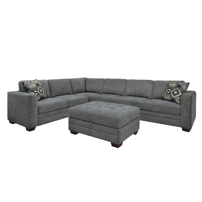 Homelegance - Sidney 3-Piece Sectional With Storage Ottoman And Usb Ports In Gray - 9212Gry*3Ot - ATL FURNITURE