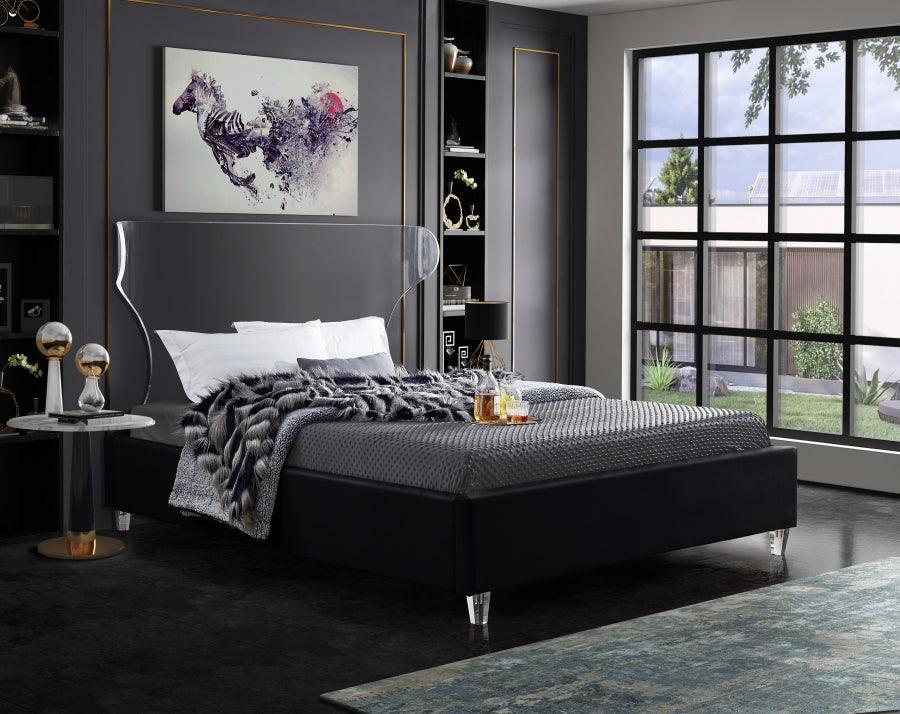 Ghost Velvet Queen Bed In Black - Ghostblack-Q - ATL FURNITURE