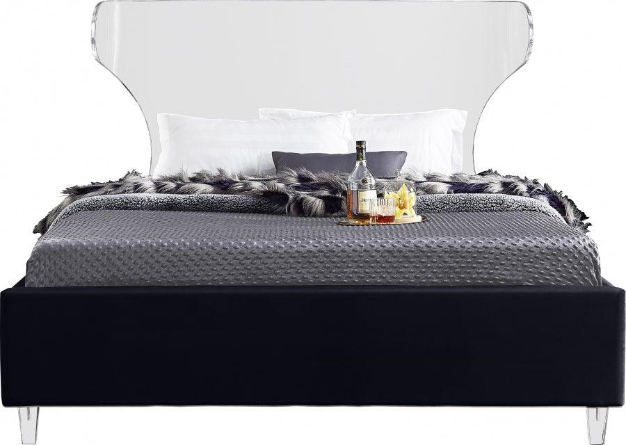Ghost Velvet Queen Bed In Black - Ghostblack-Q - ATL FURNITURE