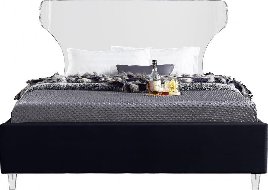 Ghost Velvet King Bed In Black - Ghostblack-K - ATL FURNITURE