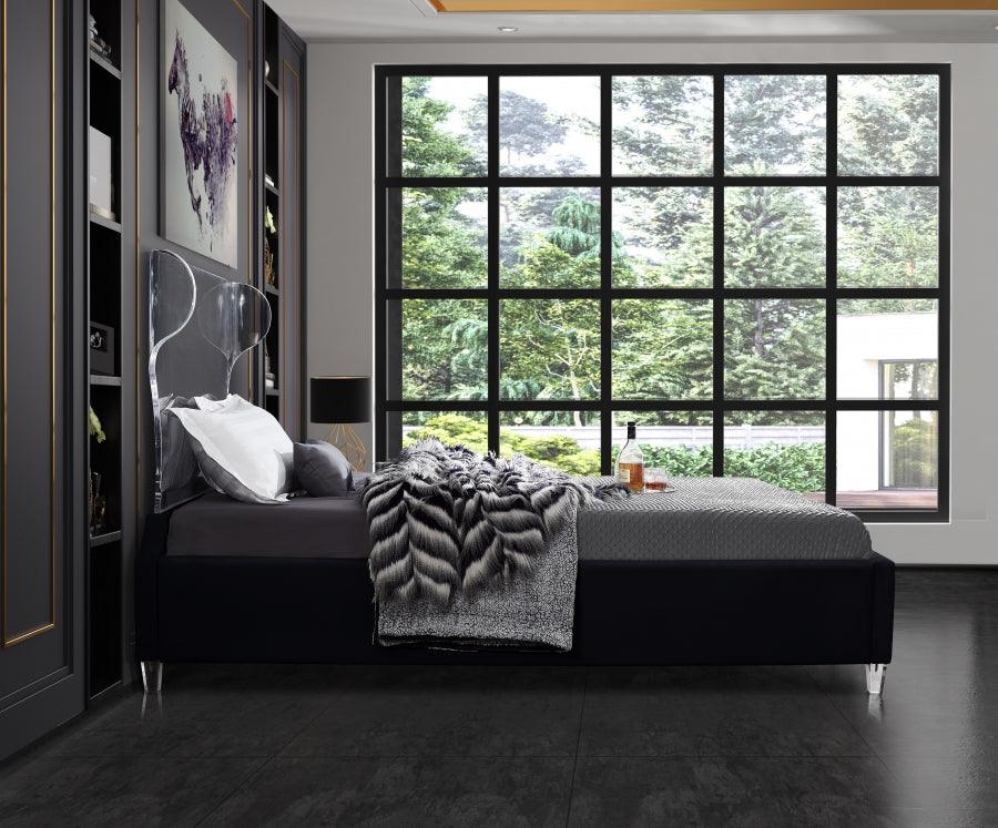 Ghost Velvet Queen Bed In Black - Ghostblack-Q - ATL FURNITURE