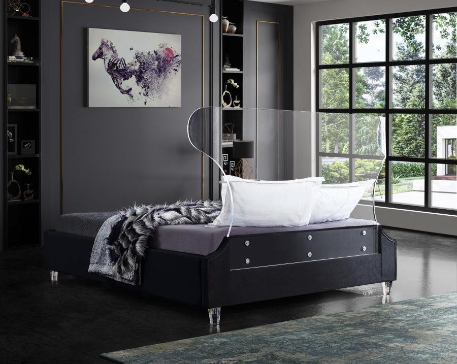 Ghost Velvet King Bed In Black - Ghostblack-K - ATL FURNITURE