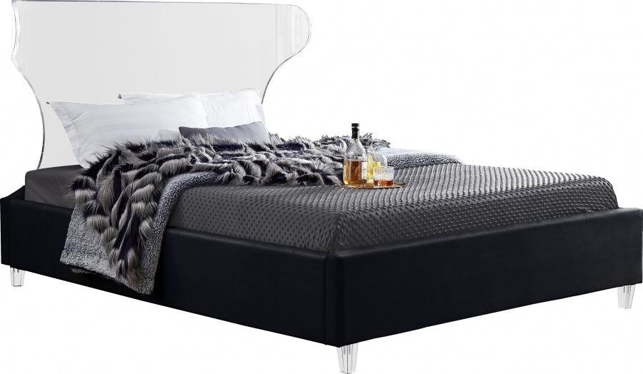 Ghost Velvet Queen Bed In Black - Ghostblack-Q - ATL FURNITURE