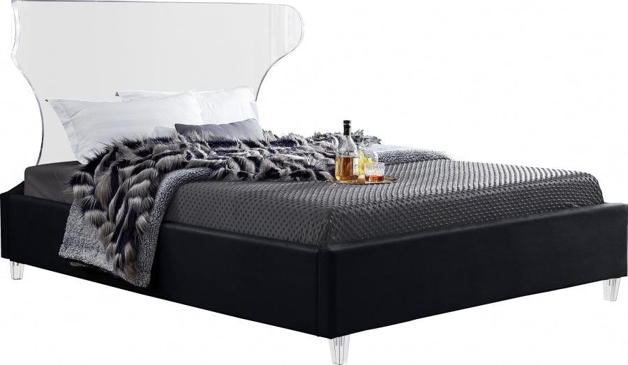 Ghost Velvet King Bed In Black - Ghostblack-K - ATL FURNITURE