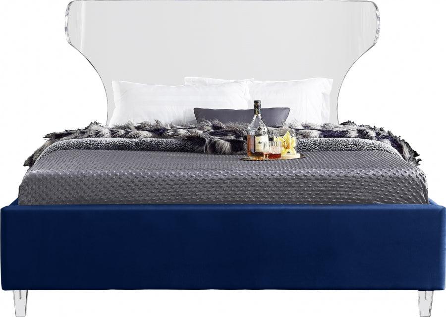 Ghost Velvet King Bed In Navy - Ghostnavy-K - ATL FURNITURE