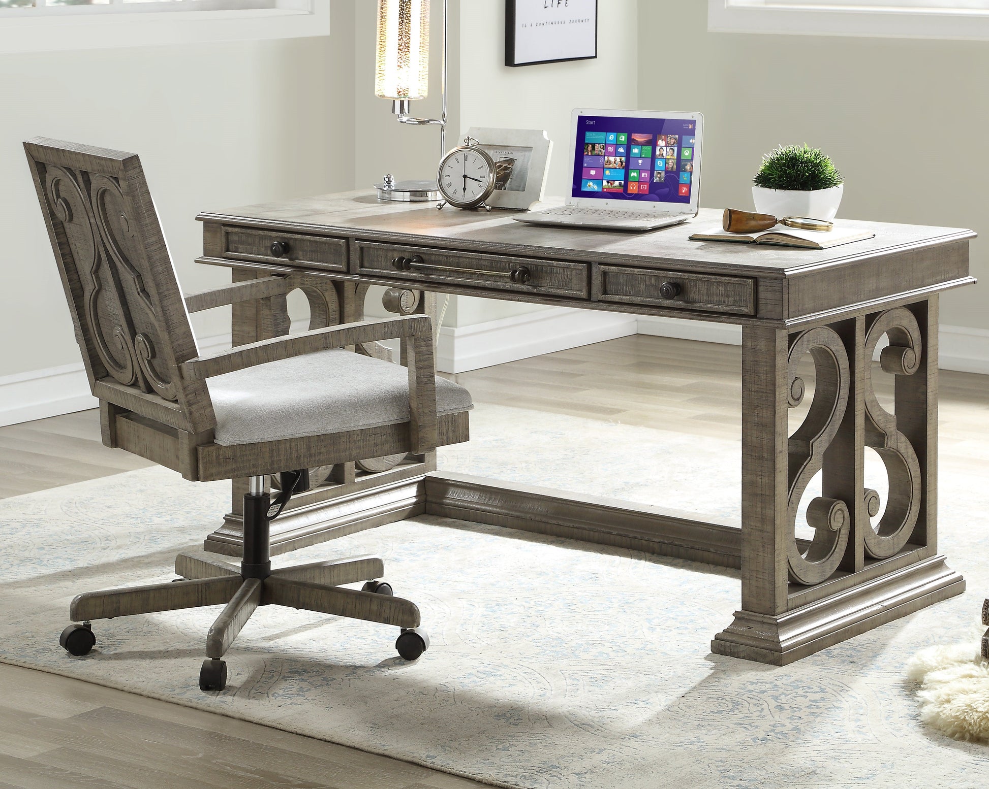 Artesia Salvaged Natural Executive Desk - ATL FURNITURE