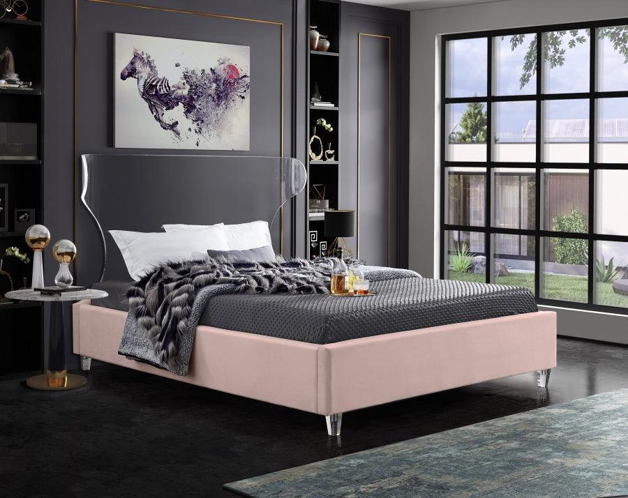 Ghost Velvet King Bed In Pink - Ghostpink-K - ATL FURNITURE