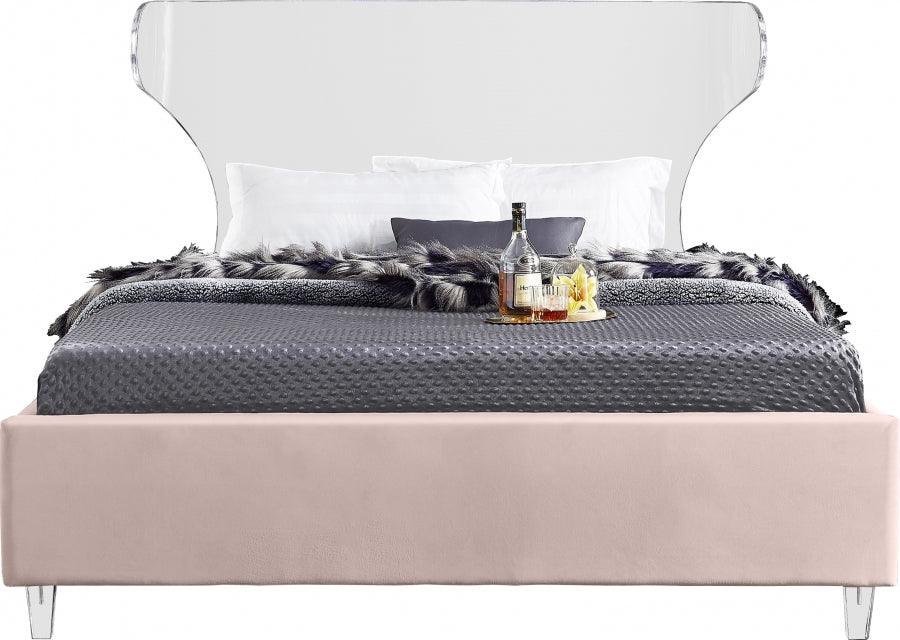 Ghost Velvet Queen Bed In Pink - Ghostpink-Q - ATL FURNITURE