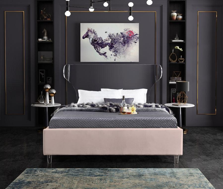 Ghost Velvet Queen Bed In Pink - Ghostpink-Q - ATL FURNITURE