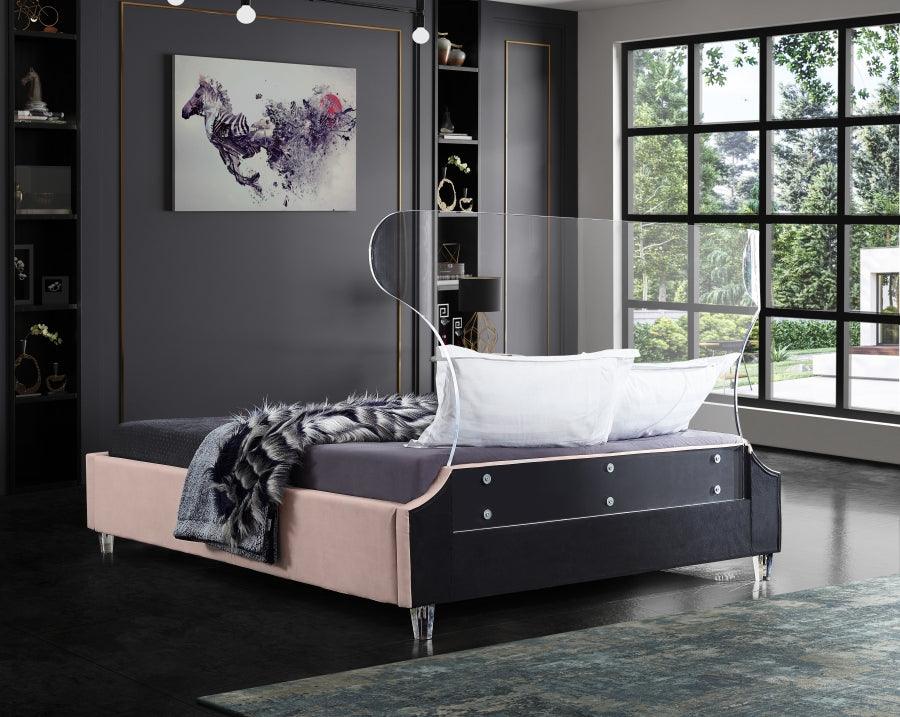 Ghost Velvet Queen Bed In Pink - Ghostpink-Q - ATL FURNITURE