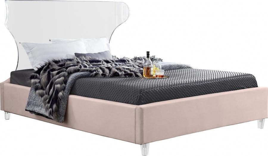 Ghost Velvet Queen Bed In Pink - Ghostpink-Q - ATL FURNITURE