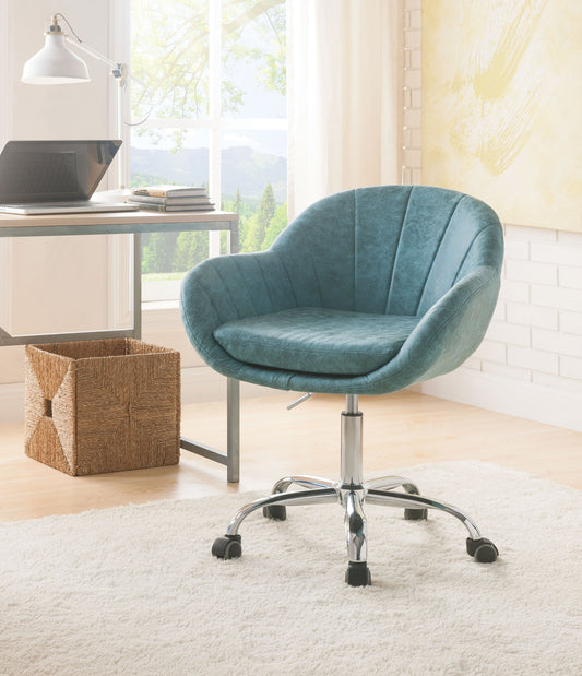 Giolla Vintage Turquoise PU & Chrome Office Chair - ATL FURNITURE